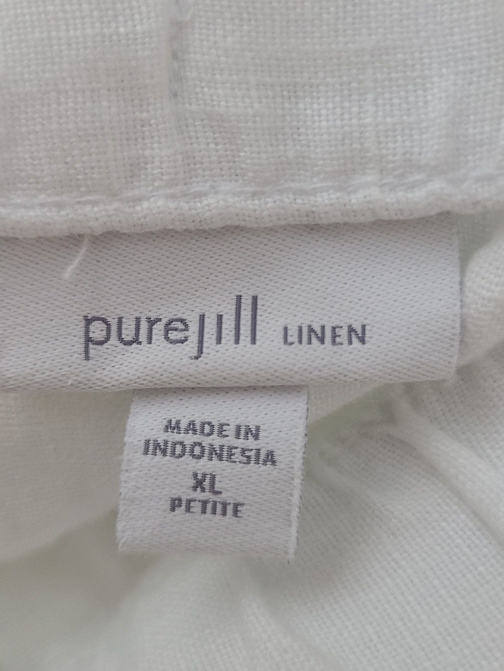 Purejill Sz XL Petite White Linen Cropped Drawstring Elastic Pull On Waist Pant - Picture 2 of 6